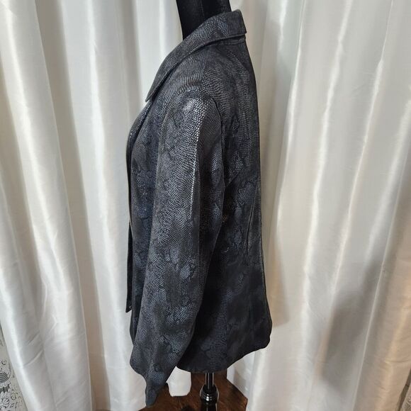 BERNARDO Y2K Vintage Womens Medium Snake Print Suede Leather Zip Front Jacket - Picture 6 of 9